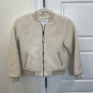 Old Navy Girls Sherpa Zip-up jacket, off white ivory, Size Medium 8
